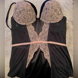 Adore Me Pink and Black Lace Lingerie
